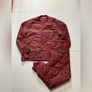 Vintage 60s 70s Sears Roebuck Sportswear Quilted Hunting Liner Dyed 2PC Set